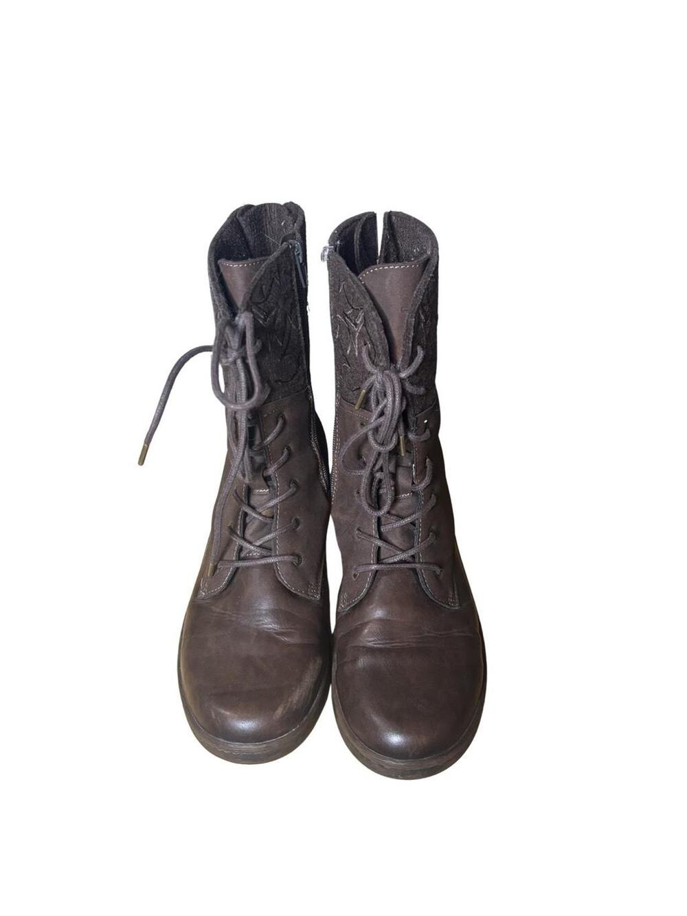 JBU Hemlock Encore Indiana Brown Embroidered Mid Calf Boots Vegan Leather 10